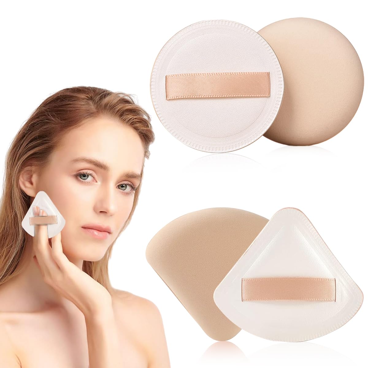 MAYCREATE 2pcs Makeup Sponge Beauty Blender Sponge Ultra Soft Triangle Round Powder Puff for Liquid Foundation Concealer And Powder - Wet & Dry Dual Use MAYCREATE 2pcs Makeup Sponge Beauty Blender Sponge Ultra Soft Triangle Round Powder Puff for Liquid Foundation Concealer And Powder - Wet & Dry Dual Use